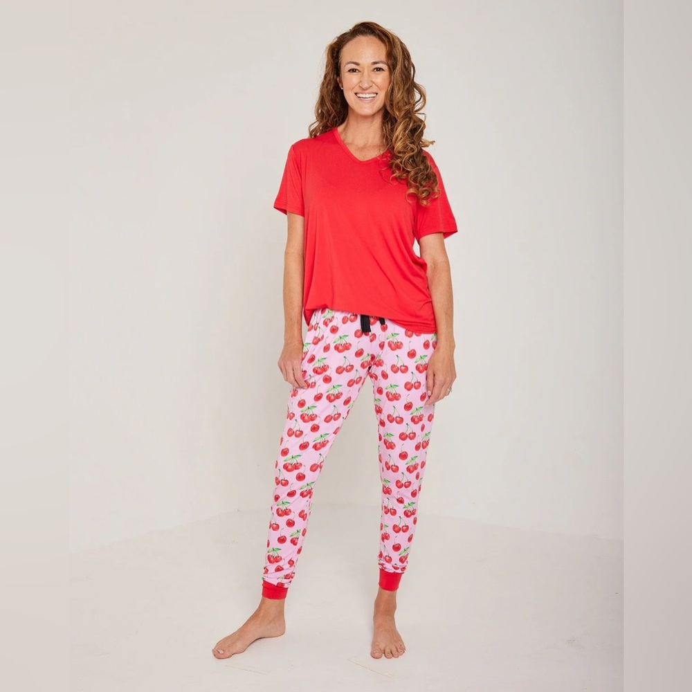 NWOT/EUC Lev Baby Mama Bamboo Lounge Pants in the CUTEST 🍒 PRINT Size XL - Picture 2 of 8